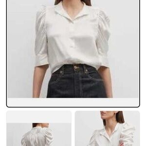 Frame Denim White Puff Sleeve Blouse